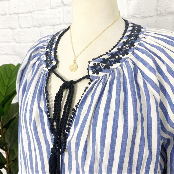 ZARA embroidered tassel boho stripe tunic blouse - Picture 3 of 8